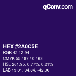 Color code: HEX #2A0C5E | qconv.com