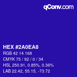 Color code: HEX #2A0EA8 | qconv.com