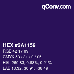 カラーコード: HEX #2A1159 | qconv.com