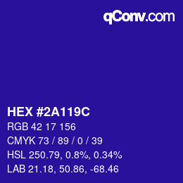 Color code: HEX #2A119C | qconv.com