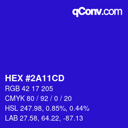Código de color: HEX #2A11CD | qconv.com