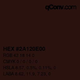 Farbcode: HEX #2A120E00 | qconv.com