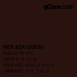 Color code: HEX #2A120E00 | qconv.com