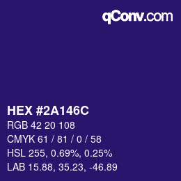 颜色代码: HEX #2A146C | qconv.com