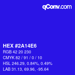 Color code: HEX #2A14E6 | qconv.com