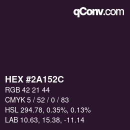 Farbcode: HEX #2A152C | qconv.com
