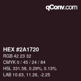 Código de color: HEX #2A1720 | qconv.com