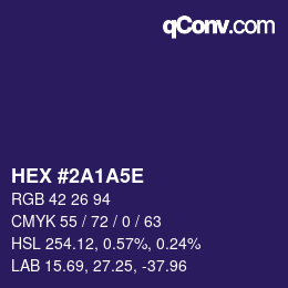 Color code: HEX #2A1A5E | qconv.com