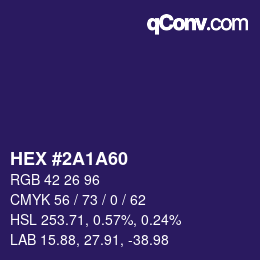 カラーコード: HEX #2A1A60 | qconv.com