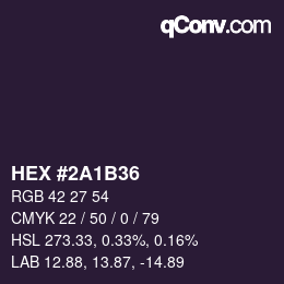 Color code: HEX #2A1B36 | qconv.com