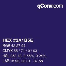 Farbcode: HEX #2A1B5E | qconv.com