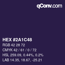 Color code: HEX #2A1C48 | qconv.com