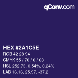 Color code: HEX #2A1C5E | qconv.com