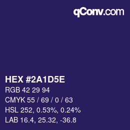 Color code: HEX #2A1D5E | qconv.com