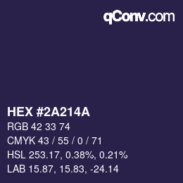 Color code: HEX #2A214A | qconv.com