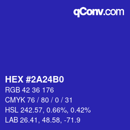 カラーコード: HEX #2A24B0 | qconv.com
