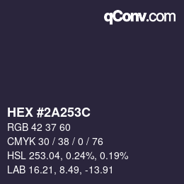 Color code: HEX #2A253C | qconv.com