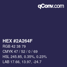 Color code: HEX #2A264F | qconv.com