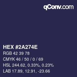 Farbcode: HEX #2A274E | qconv.com