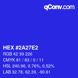 Color code: HEX #2A27E2 | qconv.com