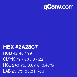 Color code: HEX #2A28C7 | qconv.com