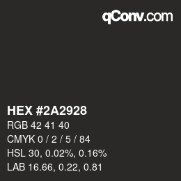 Color code: HEX #2A2928 | qconv.com