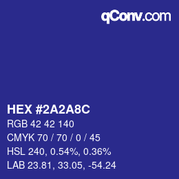 Color code: HEX #2A2A8C | qconv.com