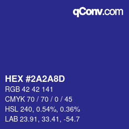 カラーコード: HEX #2A2A8D | qconv.com