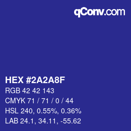 颜色代码: HEX #2A2A8F | qconv.com
