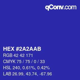 Color code: HEX #2A2AAB | qconv.com