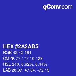 Color code: HEX #2A2AB5 | qconv.com
