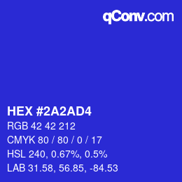 颜色代码: HEX #2A2AD4 | qconv.com