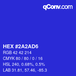 Color code: HEX #2A2AD6 | qconv.com