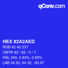 カラーコード: HEX #2A2AED | qconv.com