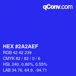 Color code: HEX #2A2AEF | qconv.com