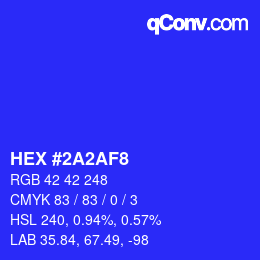 カラーコード: HEX #2A2AF8 | qconv.com