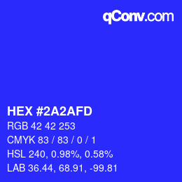 Color code: HEX #2A2AFD | qconv.com