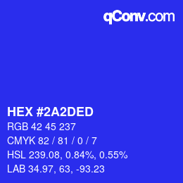 カラーコード: HEX #2A2DED | qconv.com