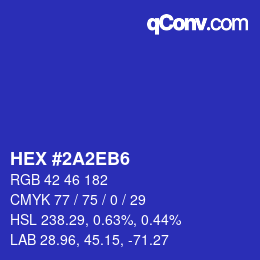 Color code: HEX #2A2EB6 | qconv.com