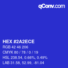 カラーコード: HEX #2A2ECE | qconv.com