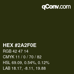 Color code: HEX #2A2F0E | qconv.com