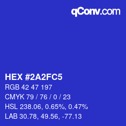 Color code: HEX #2A2FC5 | qconv.com