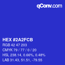颜色代码: HEX #2A2FCB | qconv.com