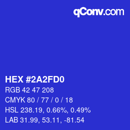 颜色代码: HEX #2A2FD0 | qconv.com