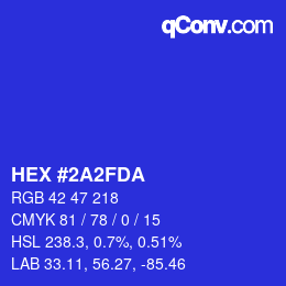 颜色代码: HEX #2A2FDA | qconv.com