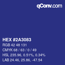 Farbcode: HEX #2A3083 | qconv.com