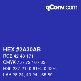 Color code: HEX #2A30AB | qconv.com