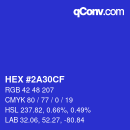 Color code: HEX #2A30CF | qconv.com