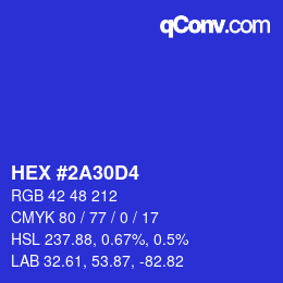 カラーコード: HEX #2A30D4 | qconv.com