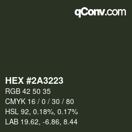 Color code: HEX #2A3223 | qconv.com